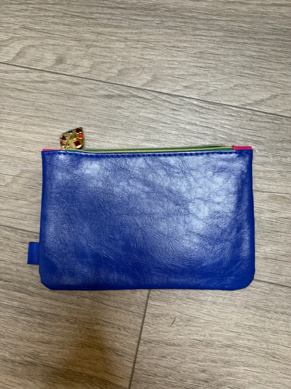 IPSY Colorblock Faux Leather Makeup Bag Pink Blue Cosmetic Pouch